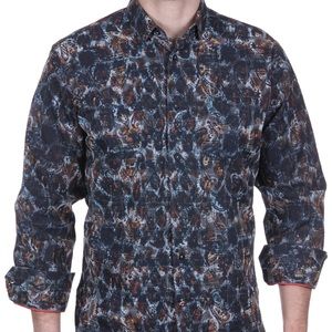 Blue and Orange abstract paisley